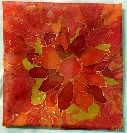 Tűzvirág- selyemkendő